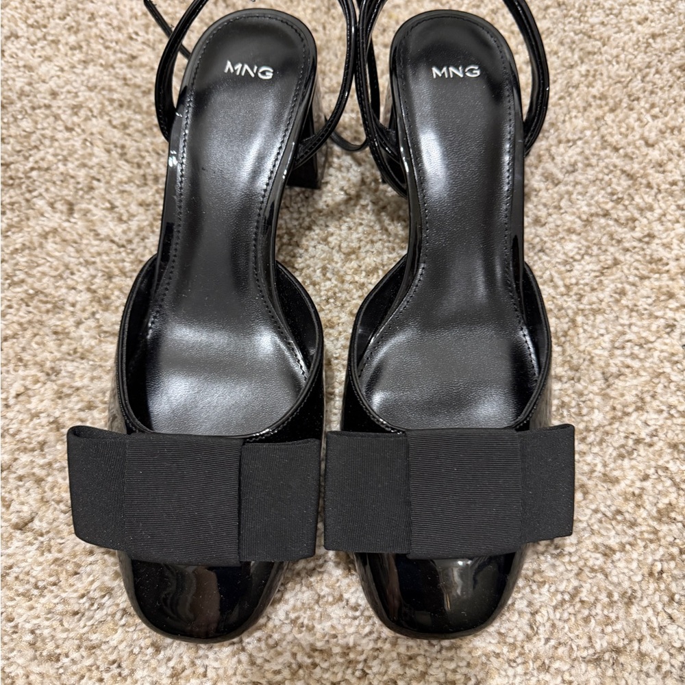 Mango black bow shoes